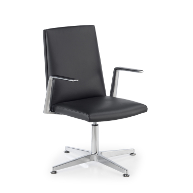 silla de reuniones negro silla de reunion piel natural brazos fijos 1