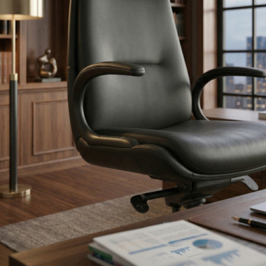 sillon de oficina negro kronberg piel sintetica brazos tapizados 13