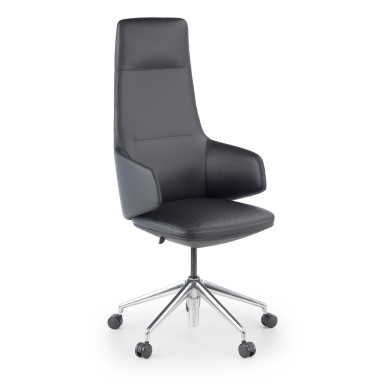 sillon de oficina negro kassel piel natural brazos fijos 1