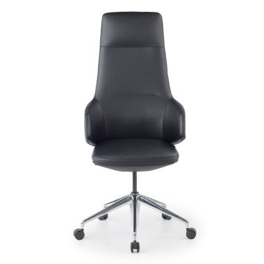 sillon de oficina negro kassel piel natural brazos fijos 3