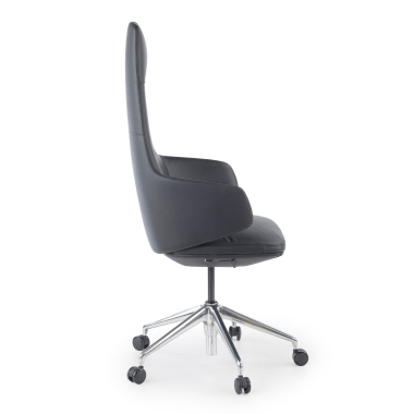 sillon de oficina negro kassel piel natural brazos fijos 4