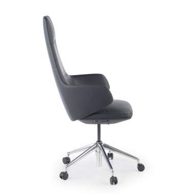 sillon de oficina negro kassel piel natural brazos fijos 6