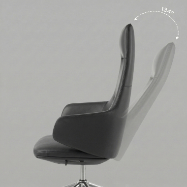 sillon de oficina negro kassel piel natural brazos fijos 5