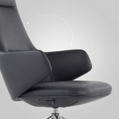 sillon de oficina negro kassel piel natural brazos fijos 8
