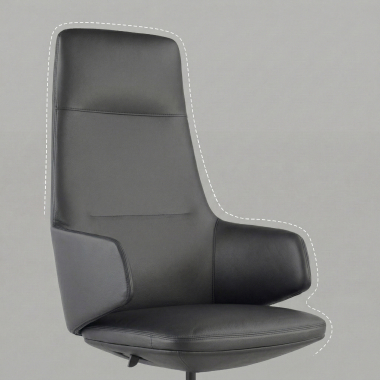 sillon de oficina negro kassel piel natural brazos fijos 7