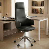 Sillón oficina ejecutivo Kassel, espuma inyectada, piel natural