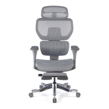 silla ergonomica gris erghos x4 pro malla brazos regulables 6d doble soporte lumbar reposacabezas reposapies extensible 11