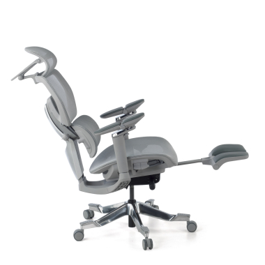 silla ergonomica gris erghos x4 pro malla brazos regulables 6d doble soporte lumbar reposacabezas reposapies extensible 13