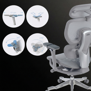 silla ergonomica gris erghos x4 pro malla brazos regulables 6d doble soporte lumbar reposacabezas reposapies extensible 7
