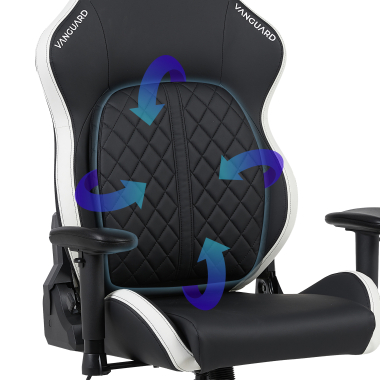 silla gaming blanco negro vanguard piel sintetica brazos moviles cojin reposacabezas reposacabezas 8