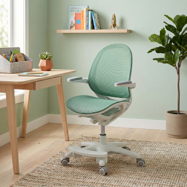 silla de escritorio infantil verde ergokid malla brazos abatibles 2