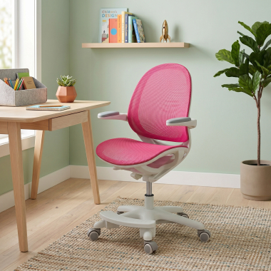 silla de escritorio infantil rosa ergokid malla brazos abatibles 2