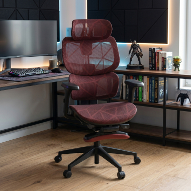 silla ergonomica rojo every malla brazos regulables 3d reposacabezas reposapies extensible 2