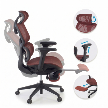 silla ergonomica rojo every malla brazos regulables 3d reposacabezas reposapies extensible 5