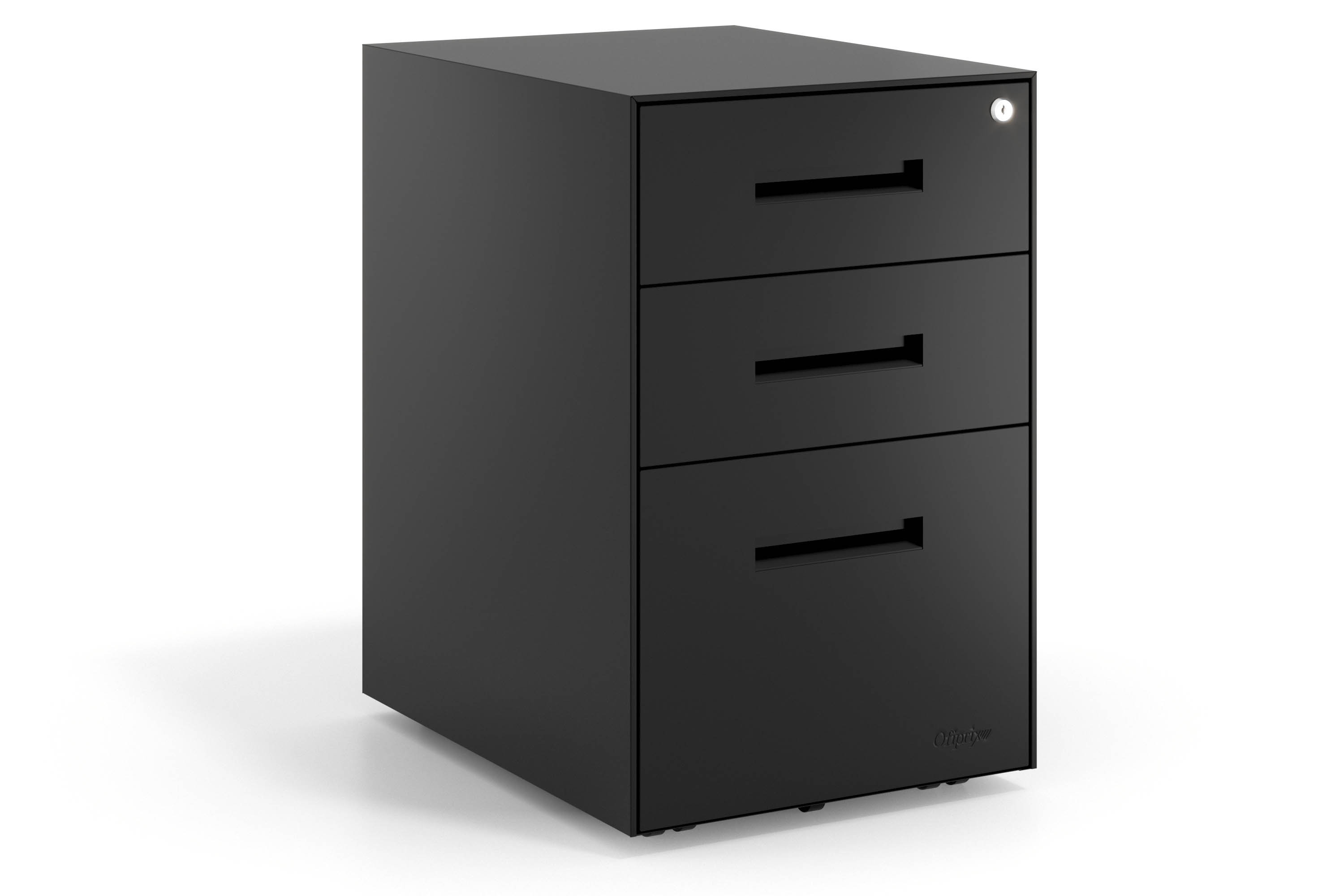 Cajonera oficina Block 2 cajones + archivo, estructura negra frontales metal