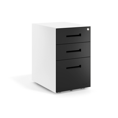 cajonera de escritorio negro estructura blanca metal 1