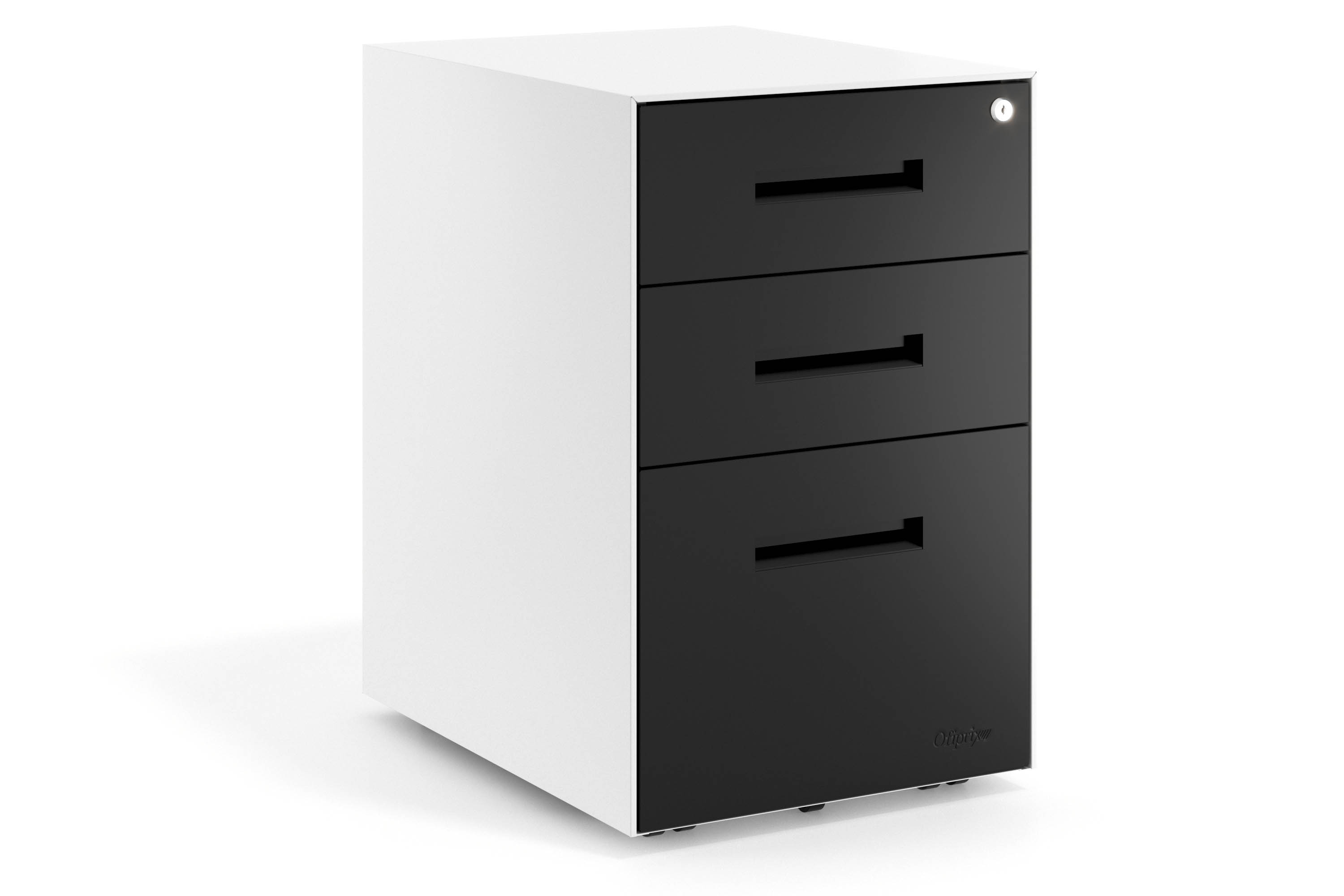 Cajonera oficina Block 2 cajones + archivo, estructura blanco frontales metal