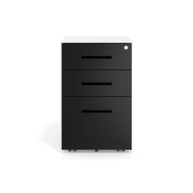 cajonera de escritorio negro estructura blanca metal 3