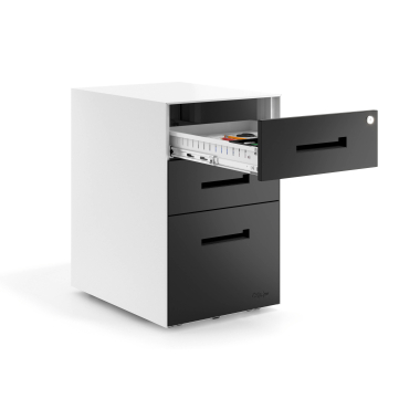 cajonera de escritorio negro estructura blanca metal 4