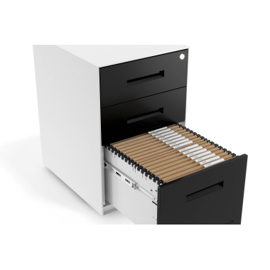 cajonera de escritorio negro estructura blanca metal 5