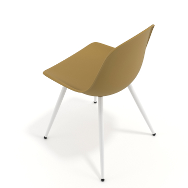 silla confidente blanca mostaza 4 patas plastico sin brazos 7