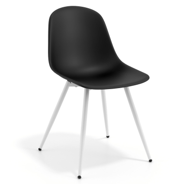 silla confidente blanca negro 4 patas plastico sin brazos 1