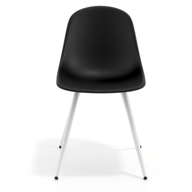 silla confidente blanca negro 4 patas plastico sin brazos 6
