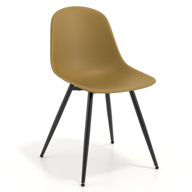 silla confidente negra mostaza 4 patas plastico sin brazos 1