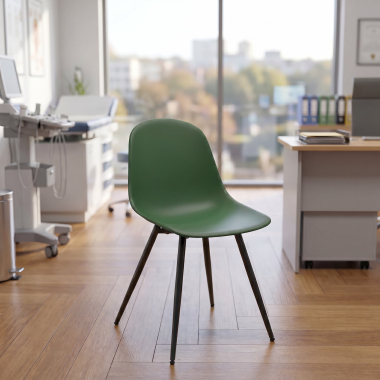 silla confidente negra verde 4 patas plastico sin brazos 2