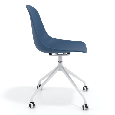 silla de reuniones blanca azul con ruedas plastico sin brazos 3