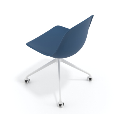 silla de reuniones blanca azul con ruedas plastico sin brazos 7