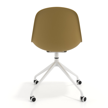silla de reuniones mostaza con ruedas plastico sin brazos 4