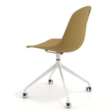 silla de reuniones blanca mostaza con ruedas plastico sin brazos 5
