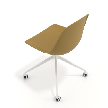silla de reuniones blanca mostaza con ruedas plastico sin brazos 7