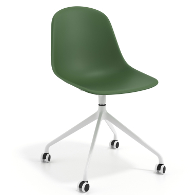 silla de reuniones blanca verde con ruedas plastico sin brazos 1