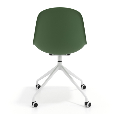 silla de reuniones blanca verde con ruedas plastico sin brazos 4