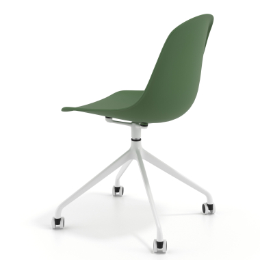 silla de reuniones blanca verde con ruedas plastico sin brazos 5