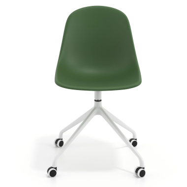silla de reuniones blanca verde con ruedas plastico sin brazos 6