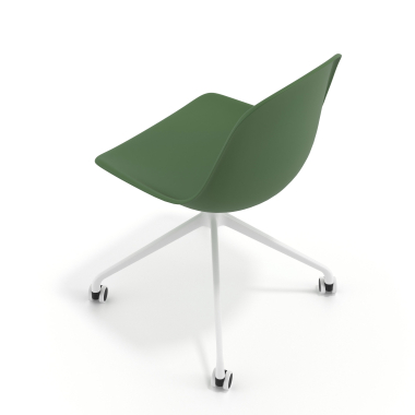 silla de reuniones blanca verde con ruedas plastico sin brazos 7