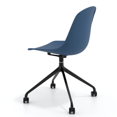 silla de reuniones negra azul con ruedas plastico sin brazos 5