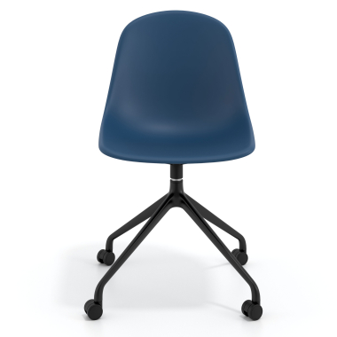 silla de reuniones negra azul con ruedas plastico sin brazos 6