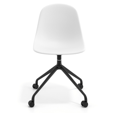 silla de reuniones negra blanco con ruedas plastico sin brazos 6