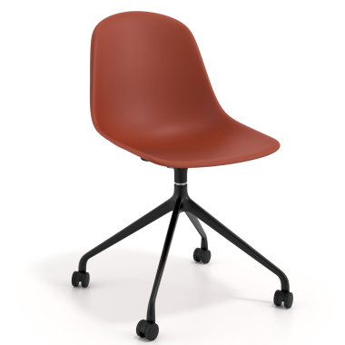 silla de reuniones negra rojo con ruedas plastico sin brazos 1