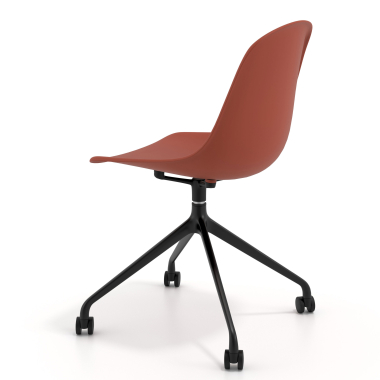 silla de reuniones negra rojo con ruedas plastico sin brazos 5