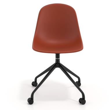 silla de reuniones negra rojo con ruedas plastico sin brazos 6