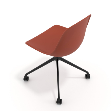silla de reuniones negra rojo con ruedas plastico sin brazos 7