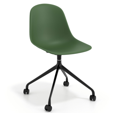 silla de reuniones negra verde con ruedas plastico sin brazos 1