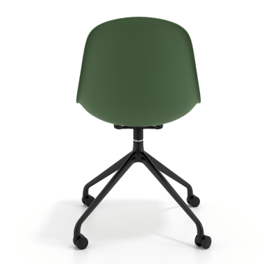 silla de reuniones negra verde con ruedas plastico sin brazos 4