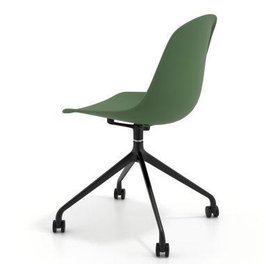 silla de reuniones negra verde con ruedas plastico sin brazos 5