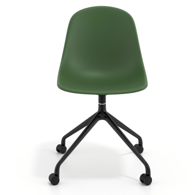 silla de reuniones negra verde con ruedas plastico sin brazos 6